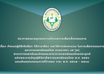 ประกาศคณะอนุกรรมการอำนวยการเลือกตั้งกรรมการ เรื่อง กำหนดผู้มีสิทธิเลือก วิธีการเลือก และวิธีการนับคะแนน ในการเลือกกรรมการ สภาการแพทย์แผนไทย ตามมาตรา ๑๕ (๒) สาขาการแพทย์แผนไทยและสาขาการแพทย์แผนไทยประยุกต์ แห่งพระราชบัญญัติวิชาชีพการแพทย์แผนไทย พ.ศ. ๒๕๕๖ แทนตำแหน่งกรรมการที่ว่างลง วาระ พ.ศ. ๒๕๖๕ – ๒๕๖๘